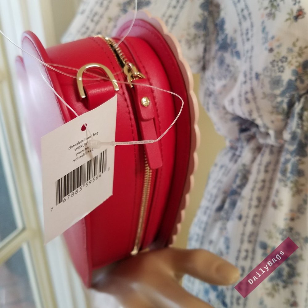 KATE SPADE CHOCOLATE HEART BAG YOURS TRULY RED - Picture 4 of 6